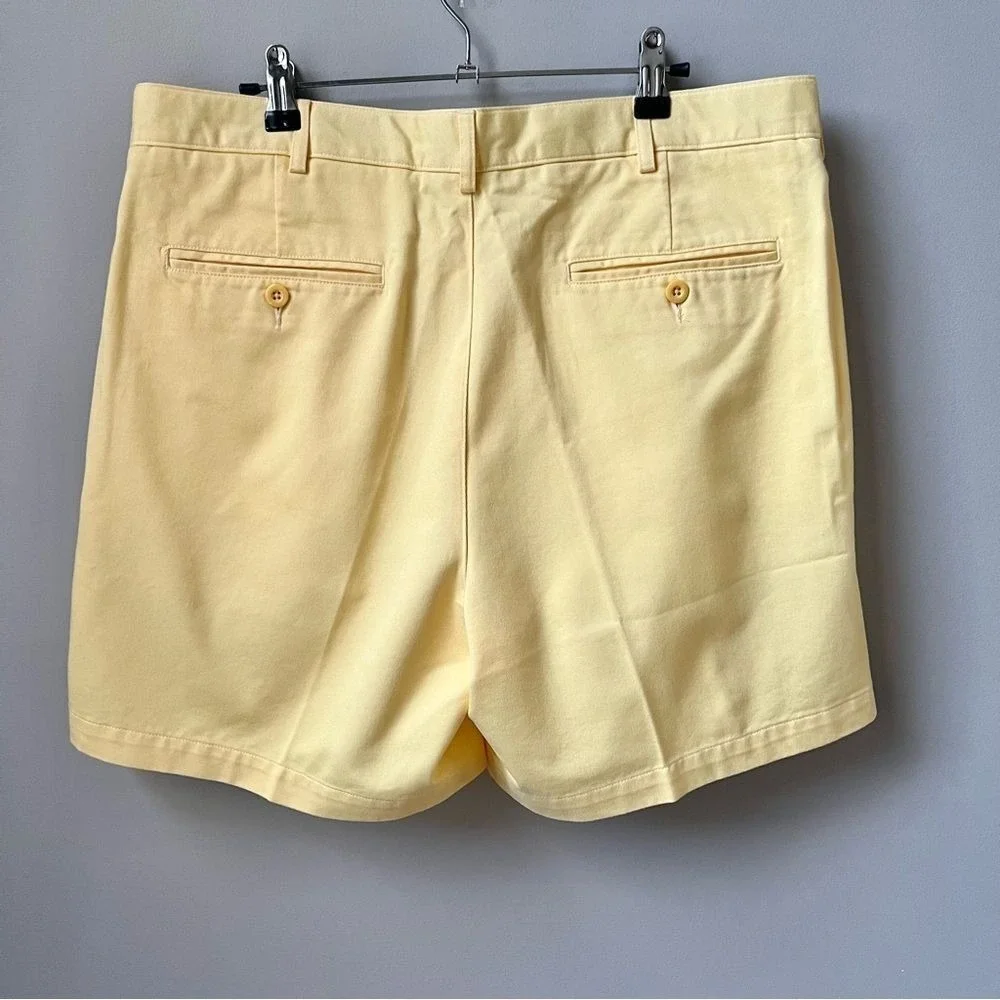 Lands' End Shorts Men's 35 Yellow Pleated 100% Cotton Golf NWOT Preppy Chino